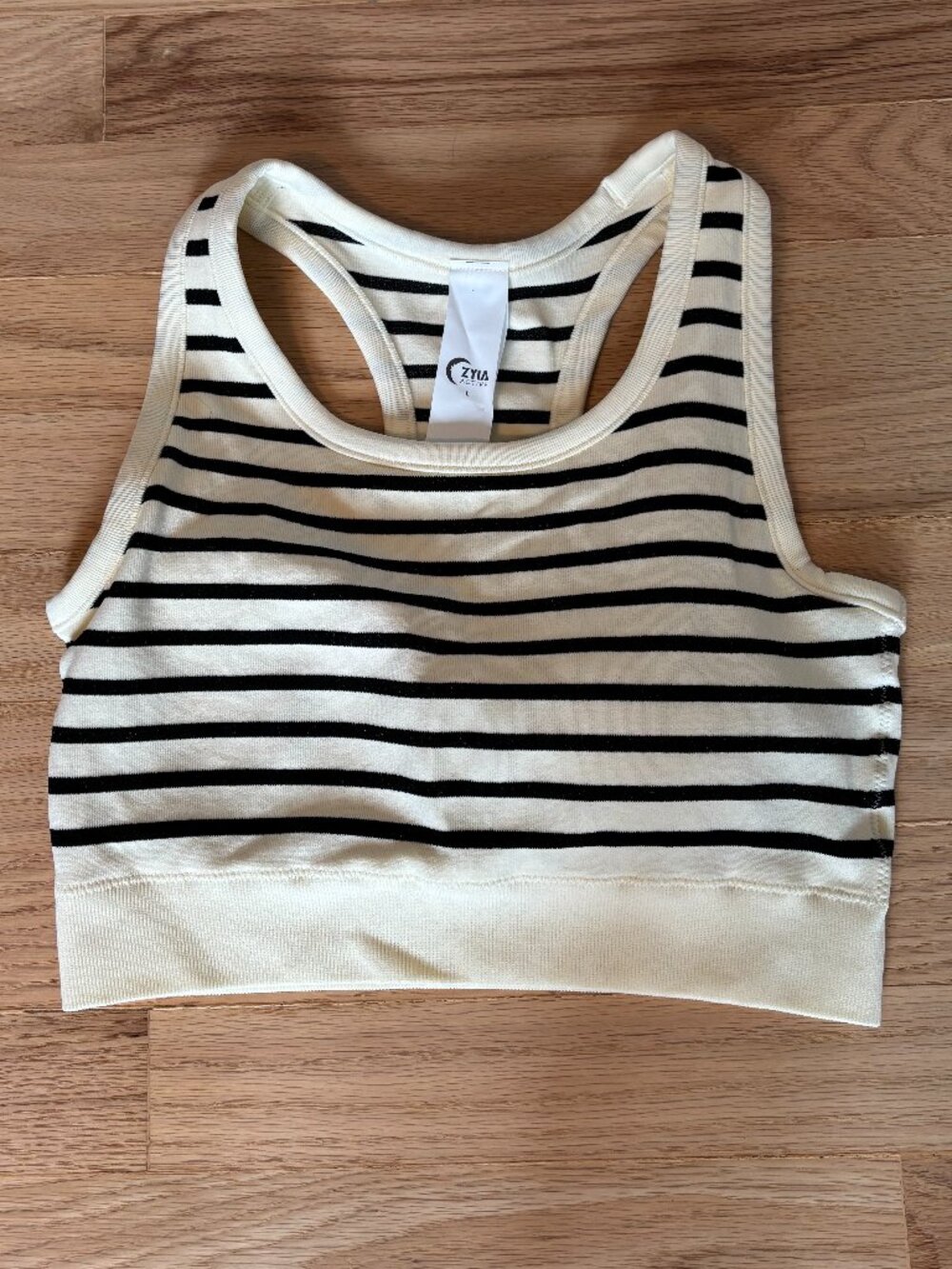 Black Striped Sports Bra Size L